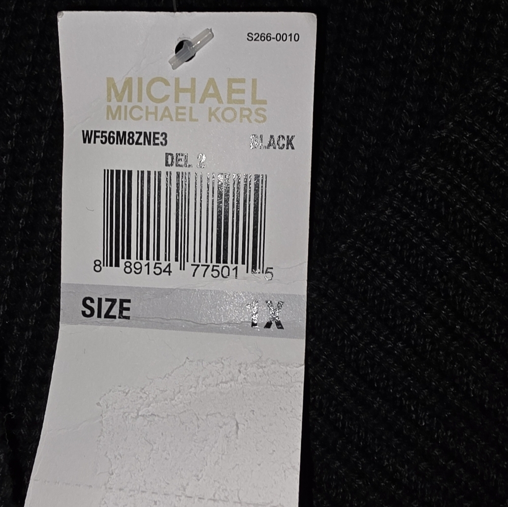Michael Kors Black Sweater Open Sleeves Buckle Strap Accents Size 1X NWT - Picture 8 of 16